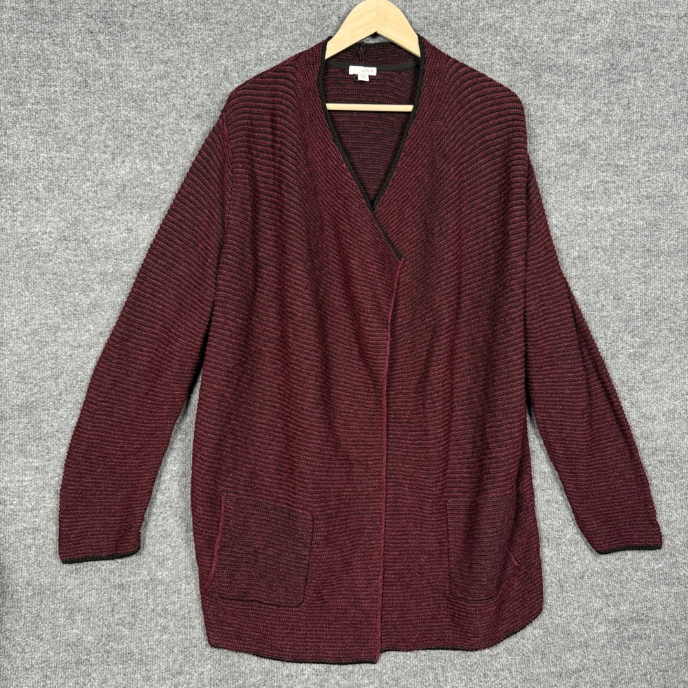 PureJill Womens XL‎ Cardigan Brown Cotton Blend Long Sleeves Heavy Office Career